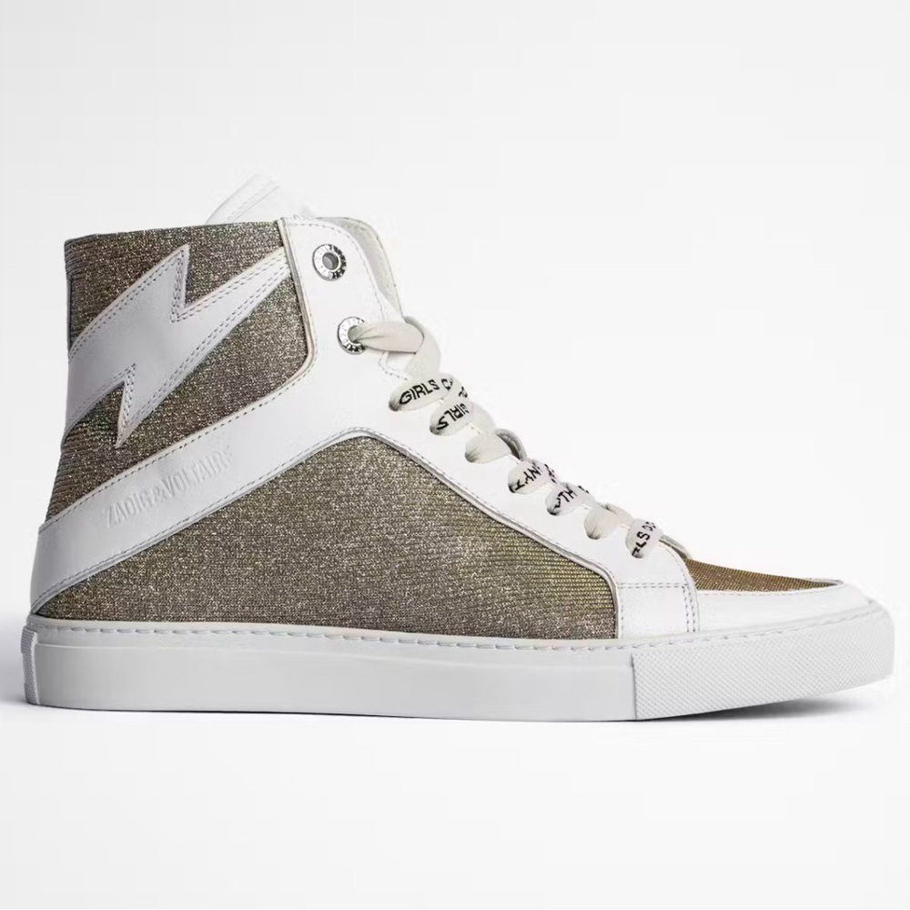 NWOB - ZV1747 High Flash Sneakers Size 38 Hightops Silver MSRP $448 Sparkle 7